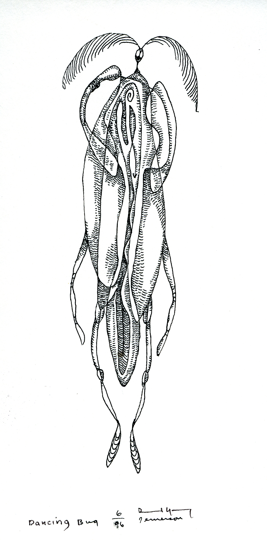 Dancing Bug.Pen & Ink Drawing.1996.�425.